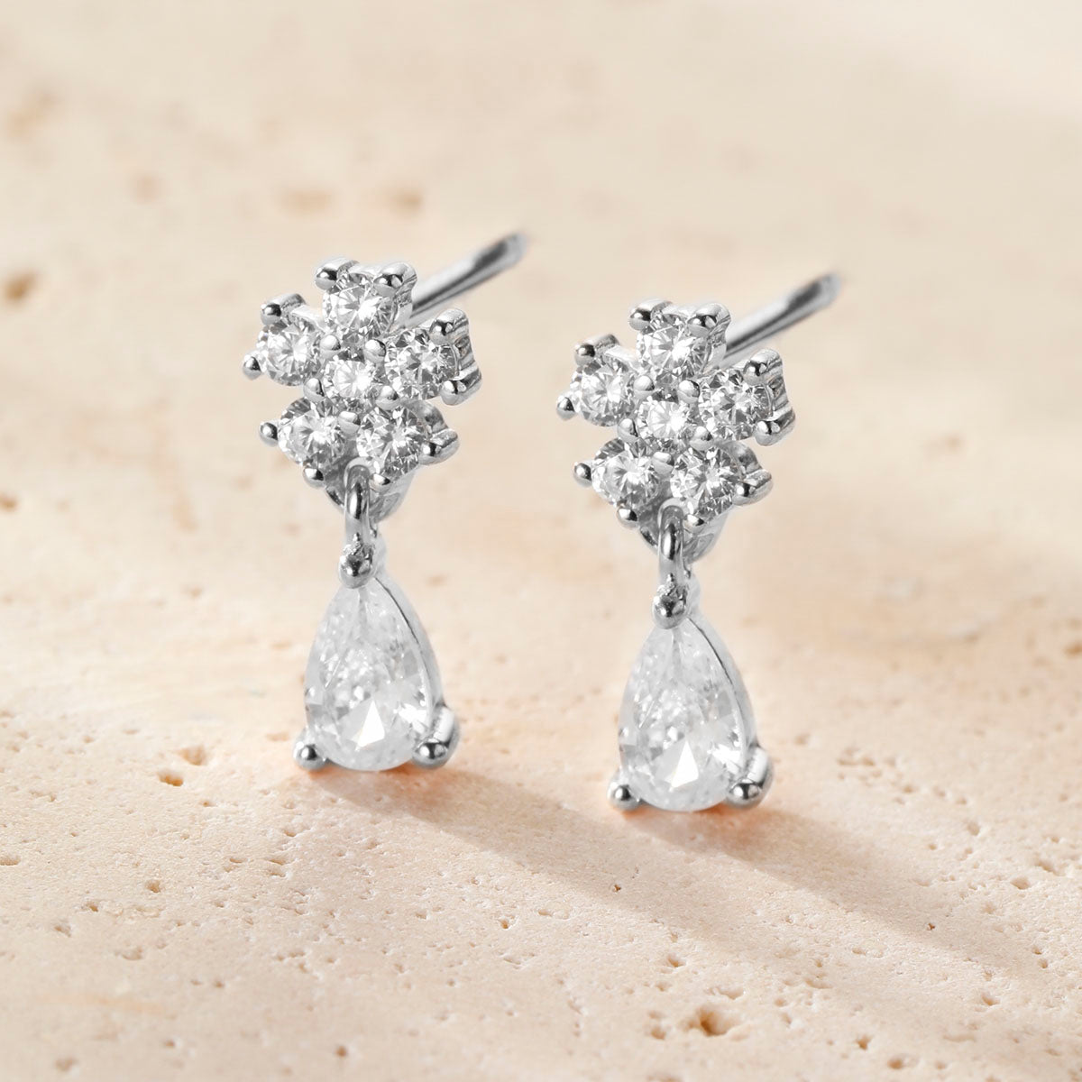 Cascading Blossom Stud Earrings Sterling Silver