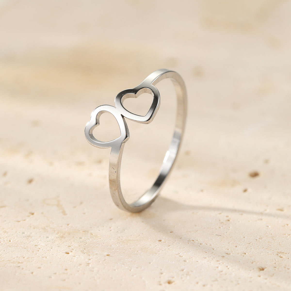 Connected Hearts Ring Stainless Steel