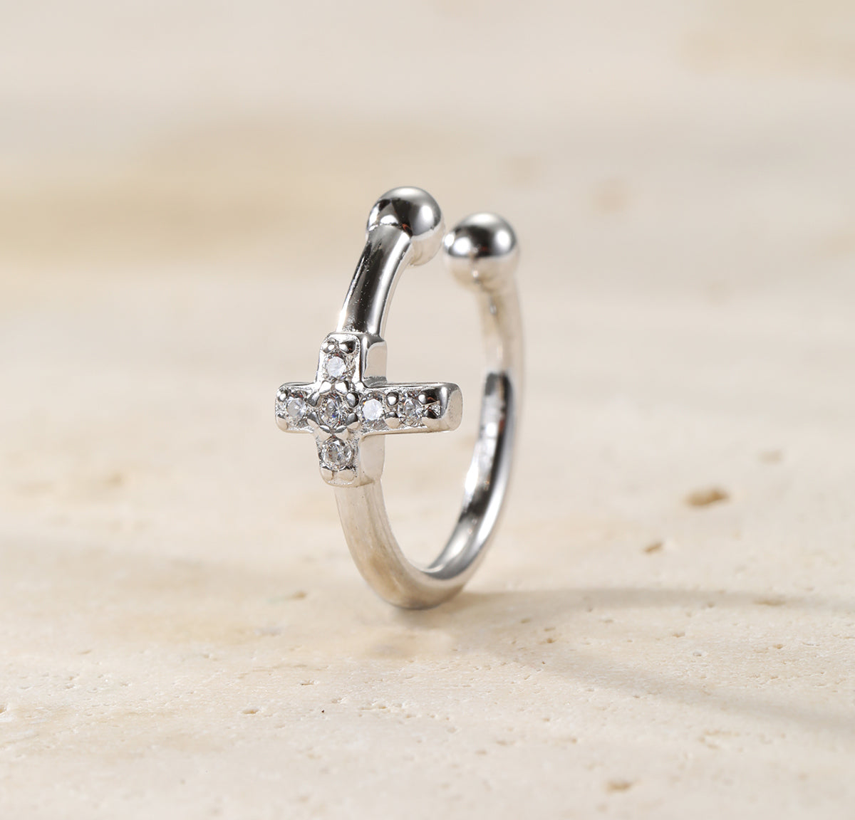 Cross Ear Cuff Sterling Silver