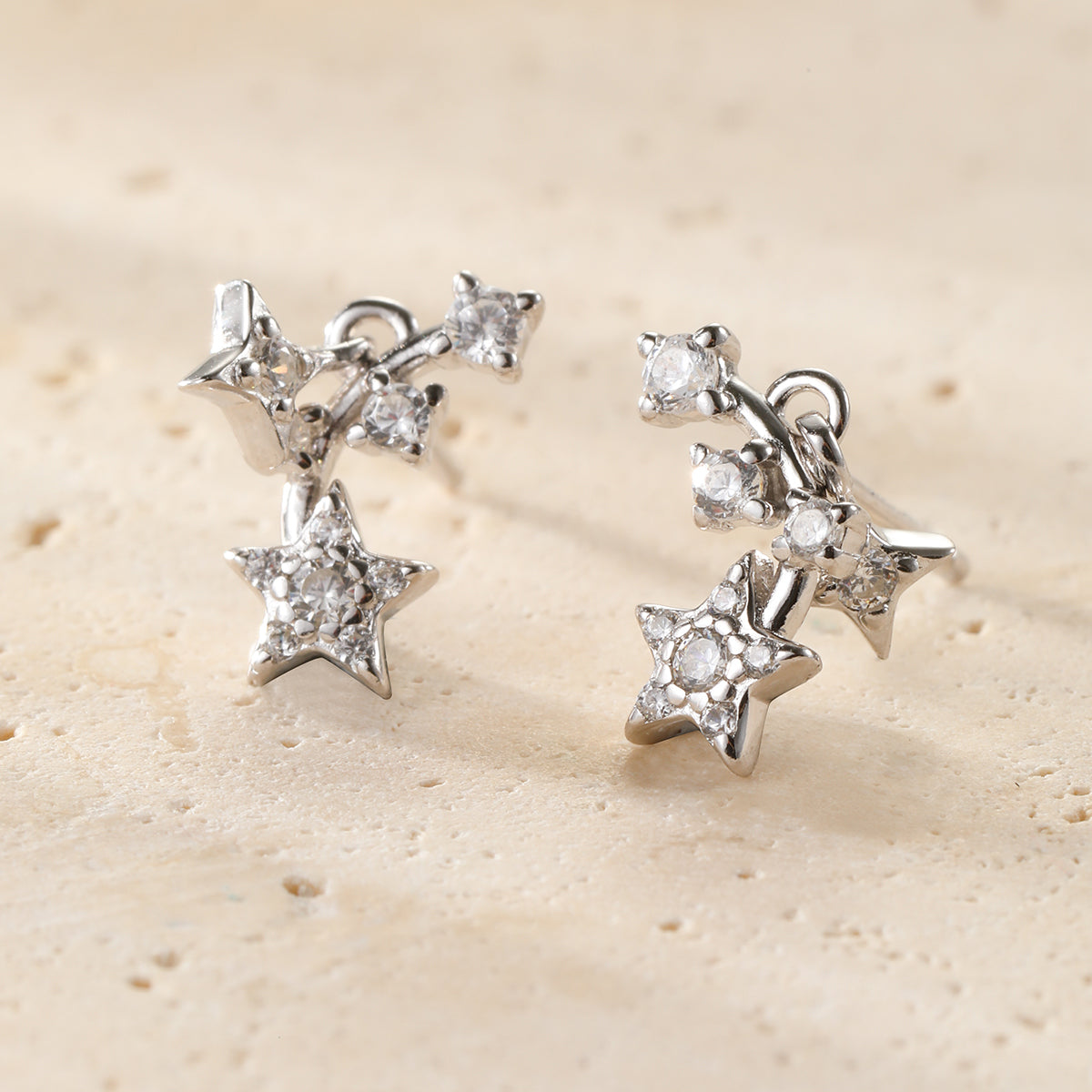Falling Star Stud Earrings Sterling Silver