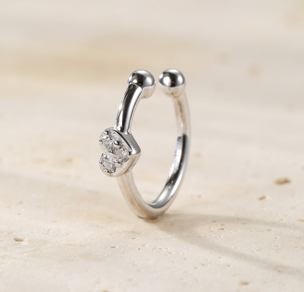 Heart Ear Cuff Sterling Silver