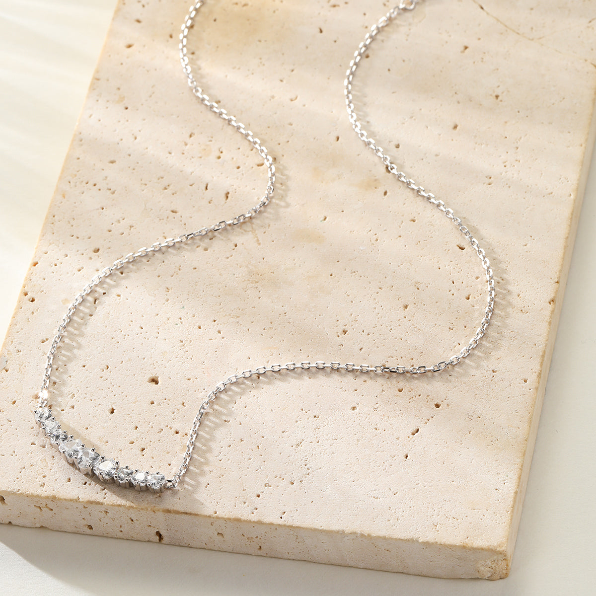 Heart Tennis Necklace Sterling Silver