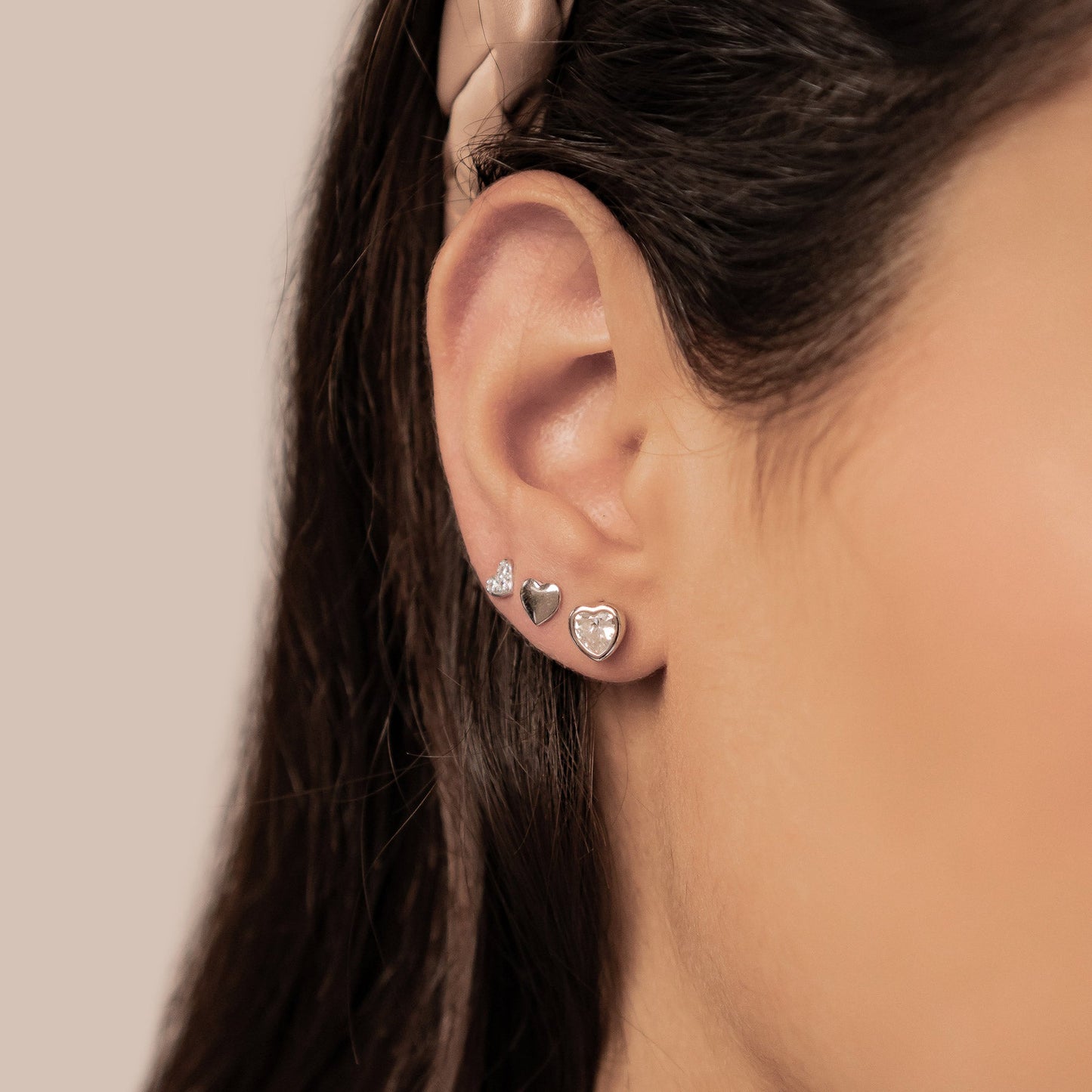 Heart Trio Stud Earring Set Sterling Silver