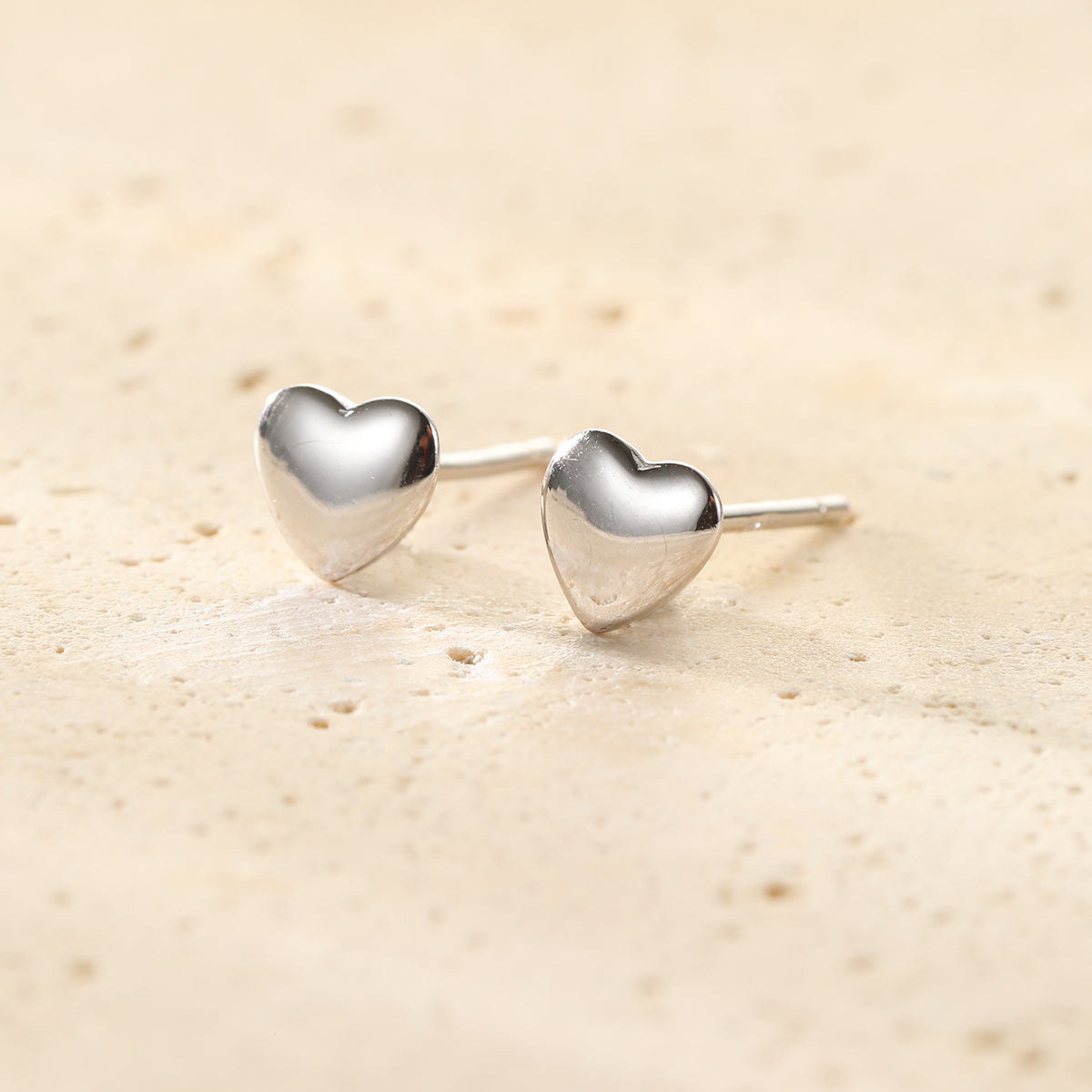 Love Heart Stud Earrings Sterling Silver