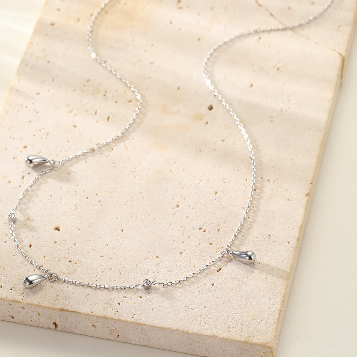Raindrop & Sparkle Chain Necklace Waterproof
