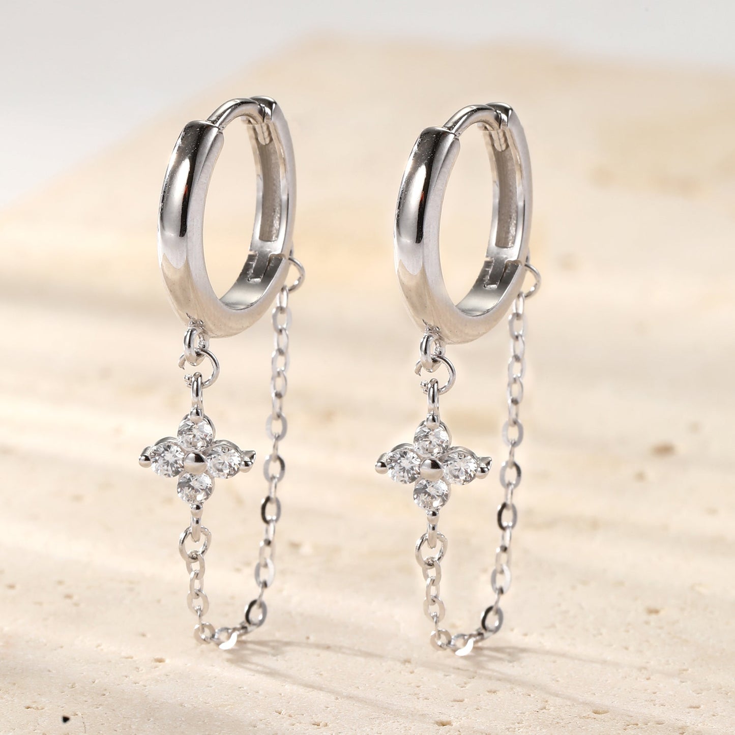 Twinkle Blossom Hoop Earrings Sterling Silver