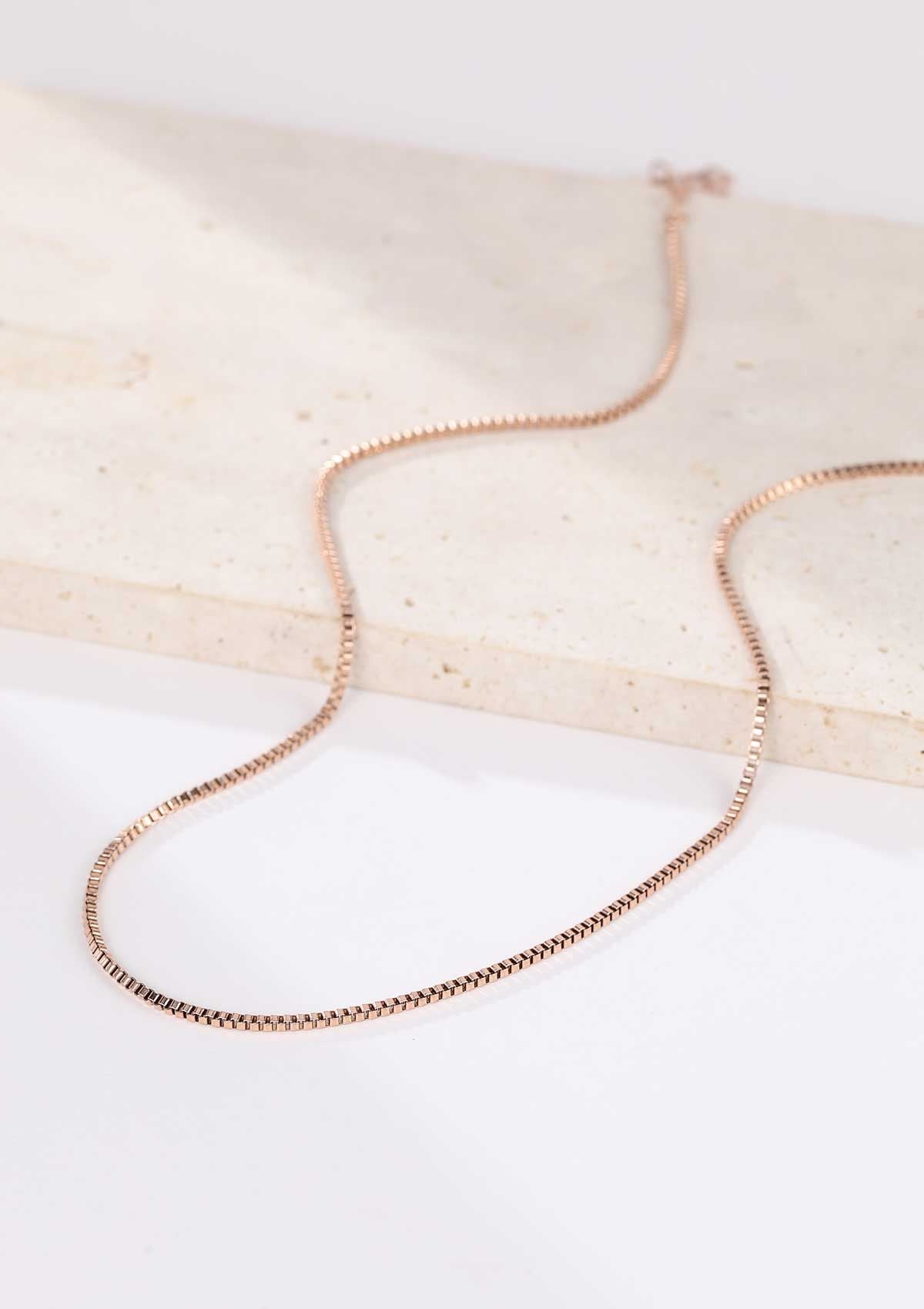 Box Chain Link Necklace Rose Gold