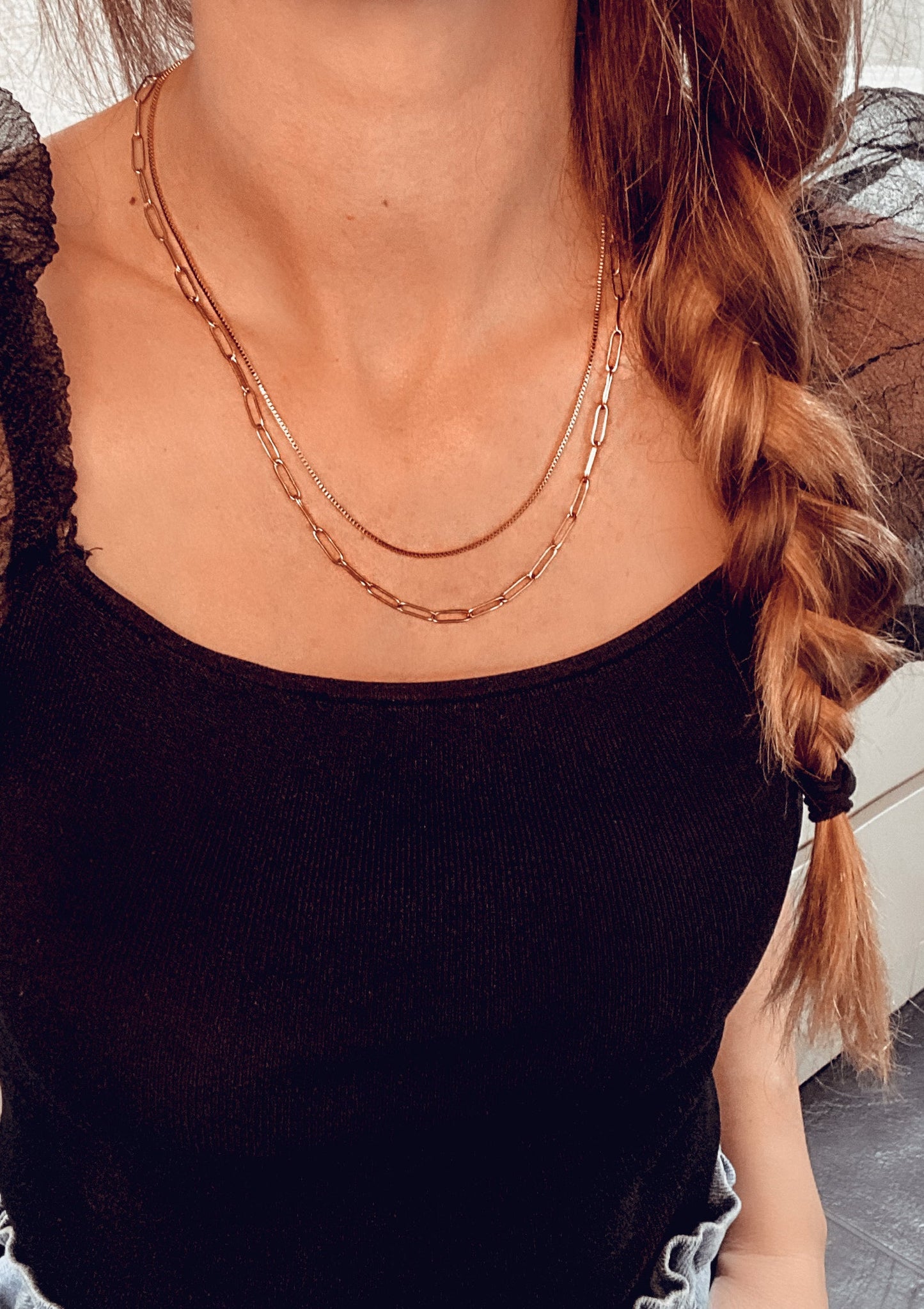 Chunky Chain Layered Necklace Rose Gold