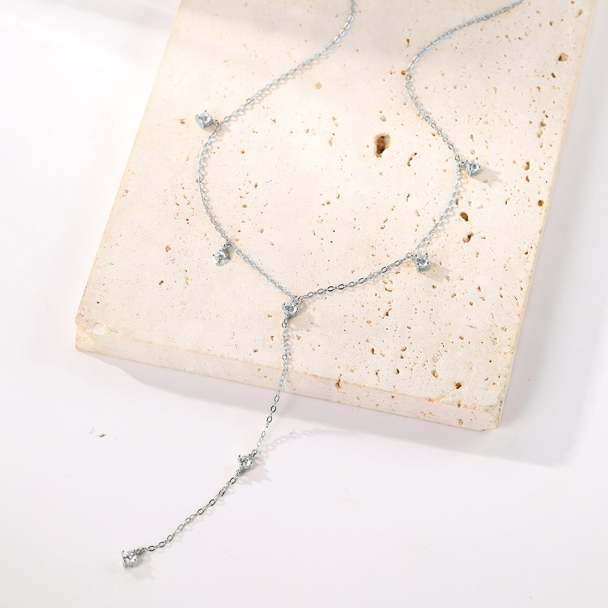 Ellipse Y Chain Necklace Sterling Silver Gold