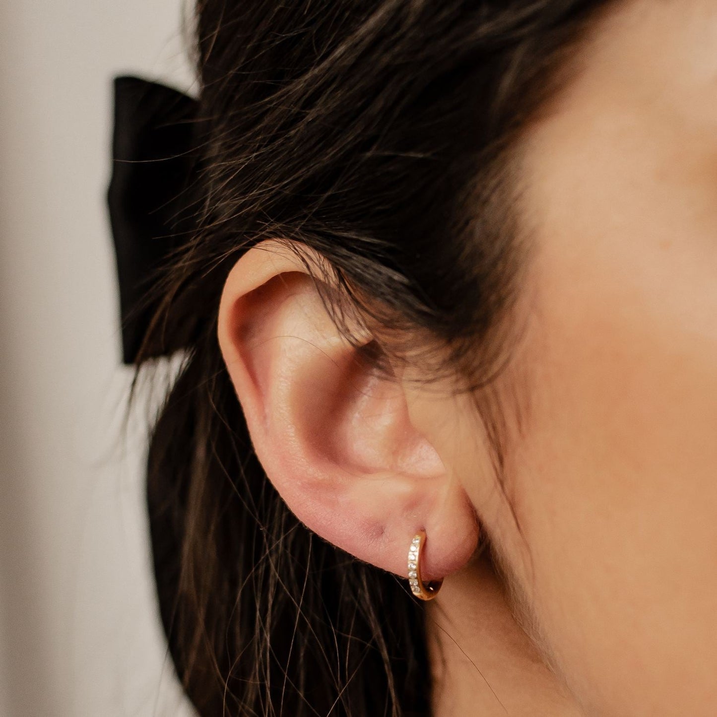 Clear Stone Hoop Earrings Stainless Steel