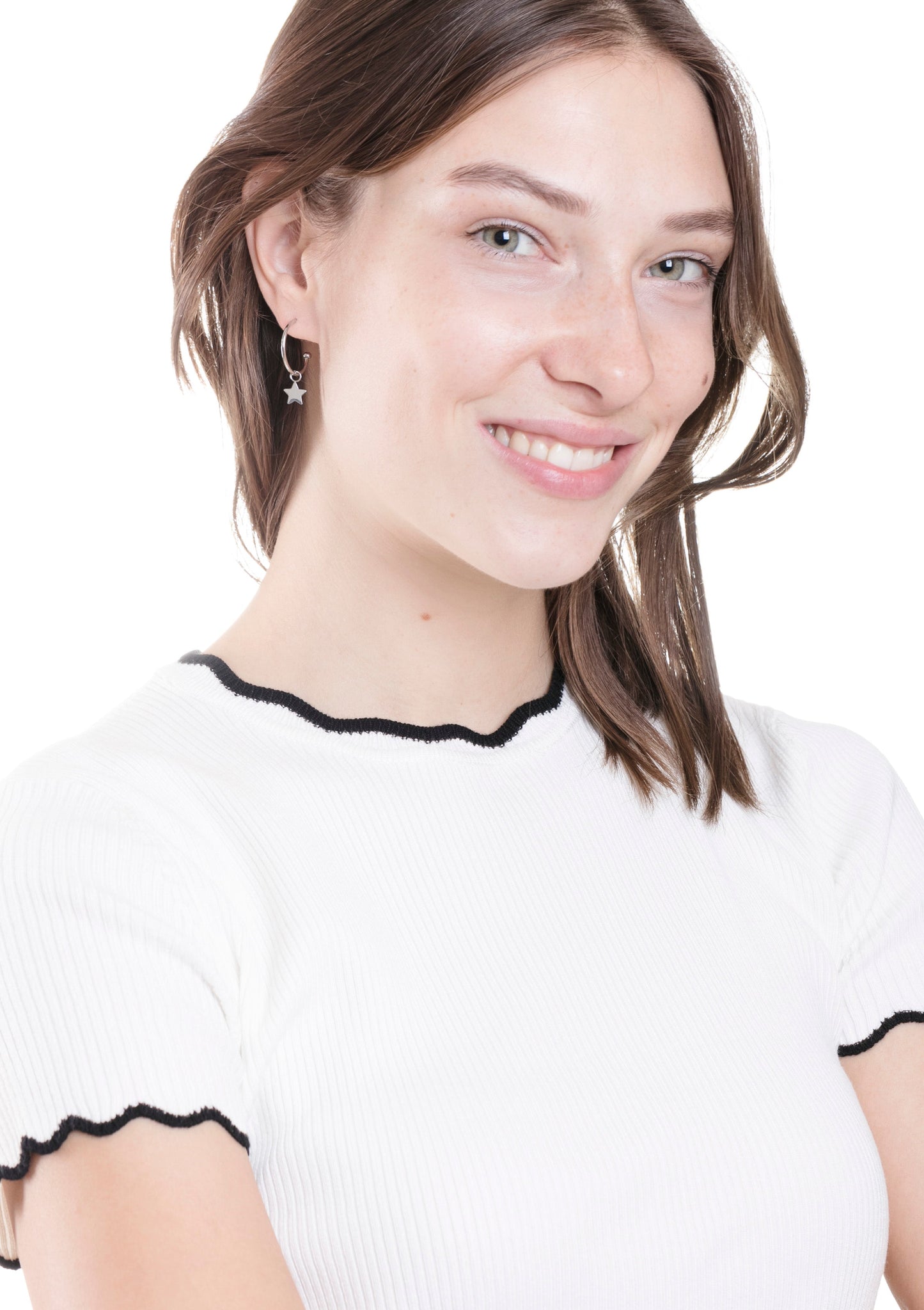 Moon Star Hoop Earrings Silver