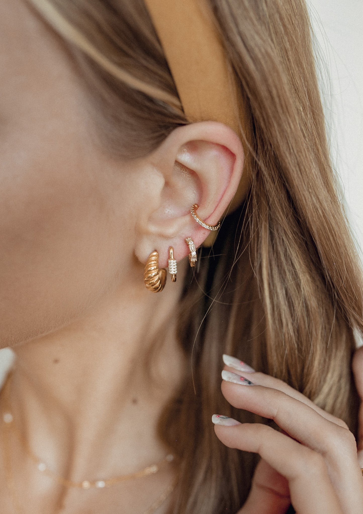 Oval Carabiner Huggie Earrings Sterling Silver Gold