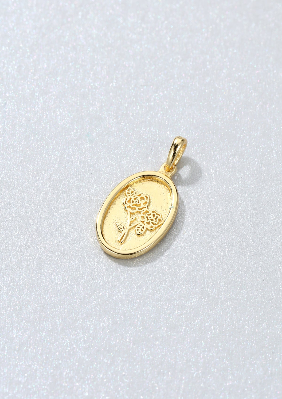 Oval Rose Pendant Sterling Silver Gold