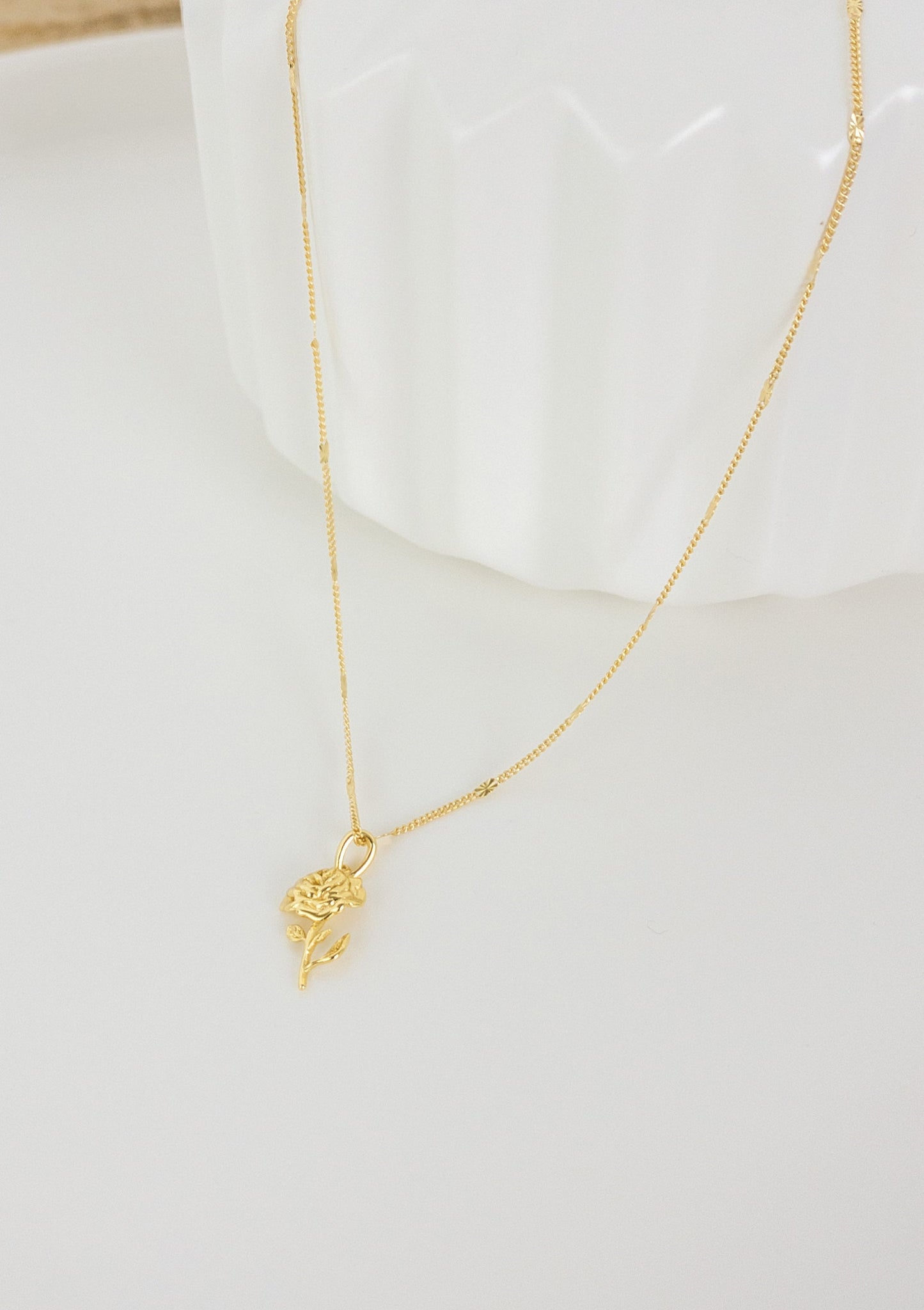 Rose Pendant Necklace Sterling Silver Gold