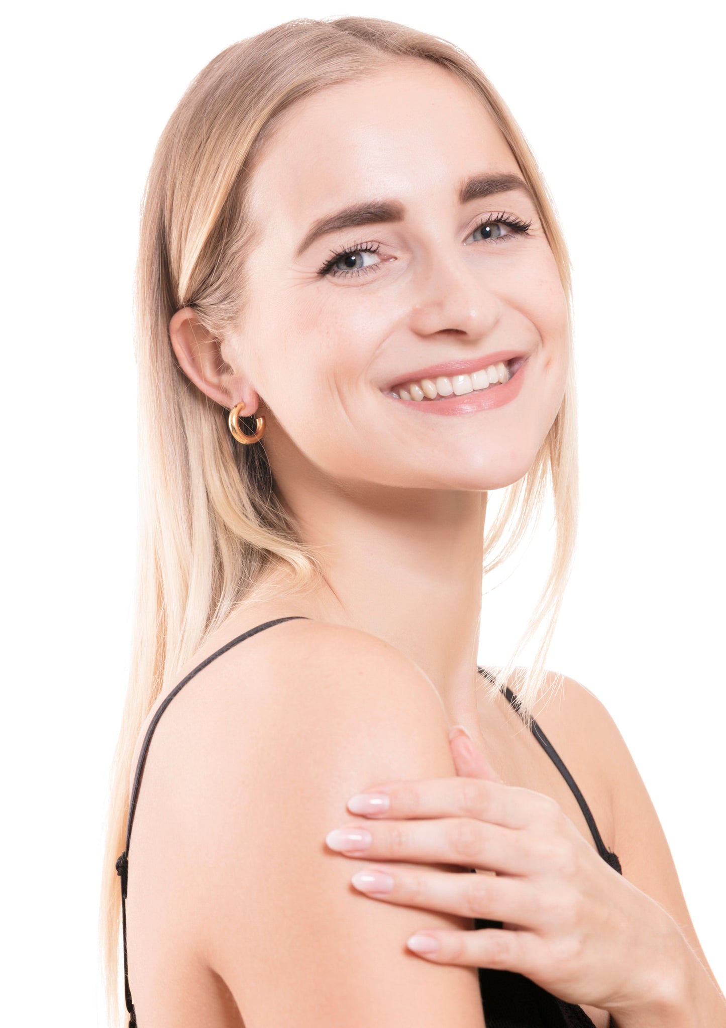 Small Round Hoop Earrings Gold