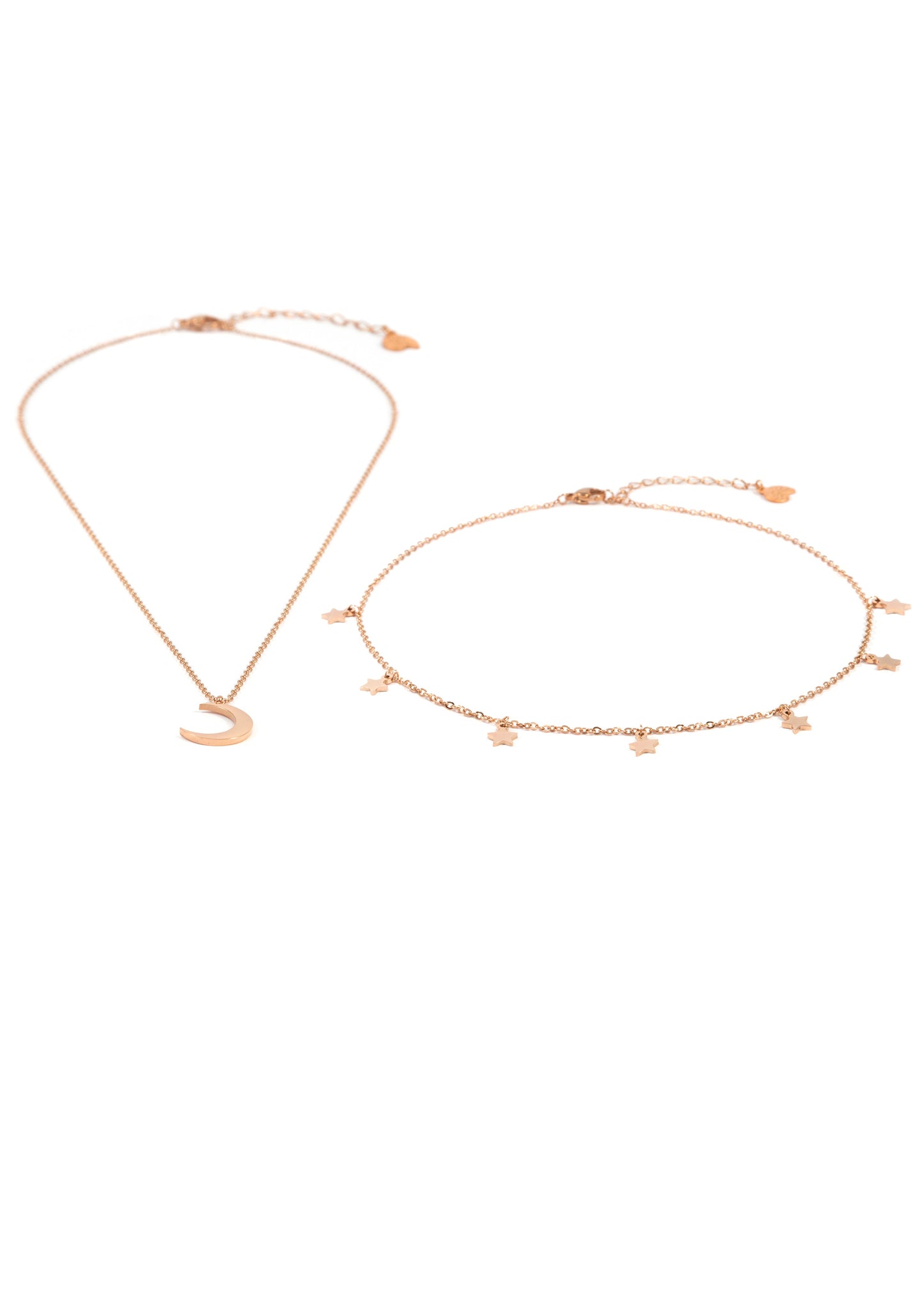 Star Choker Moon Necklace Jewelry Set Rose Gold