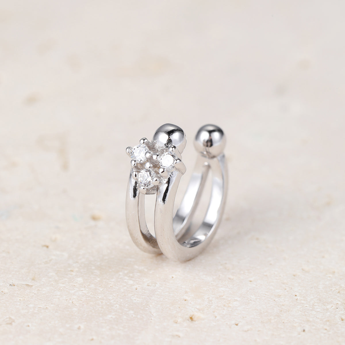 Three Star Ear Cuff Sterling Silver