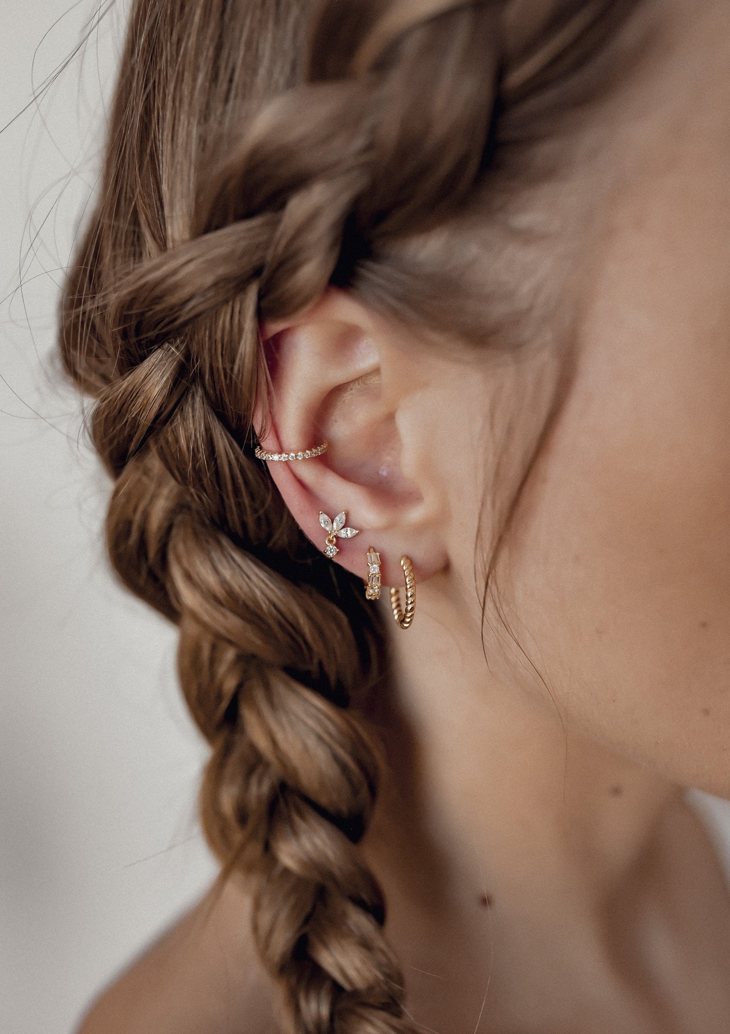 Twisted Hoop Earrings Sterling Silver Gold