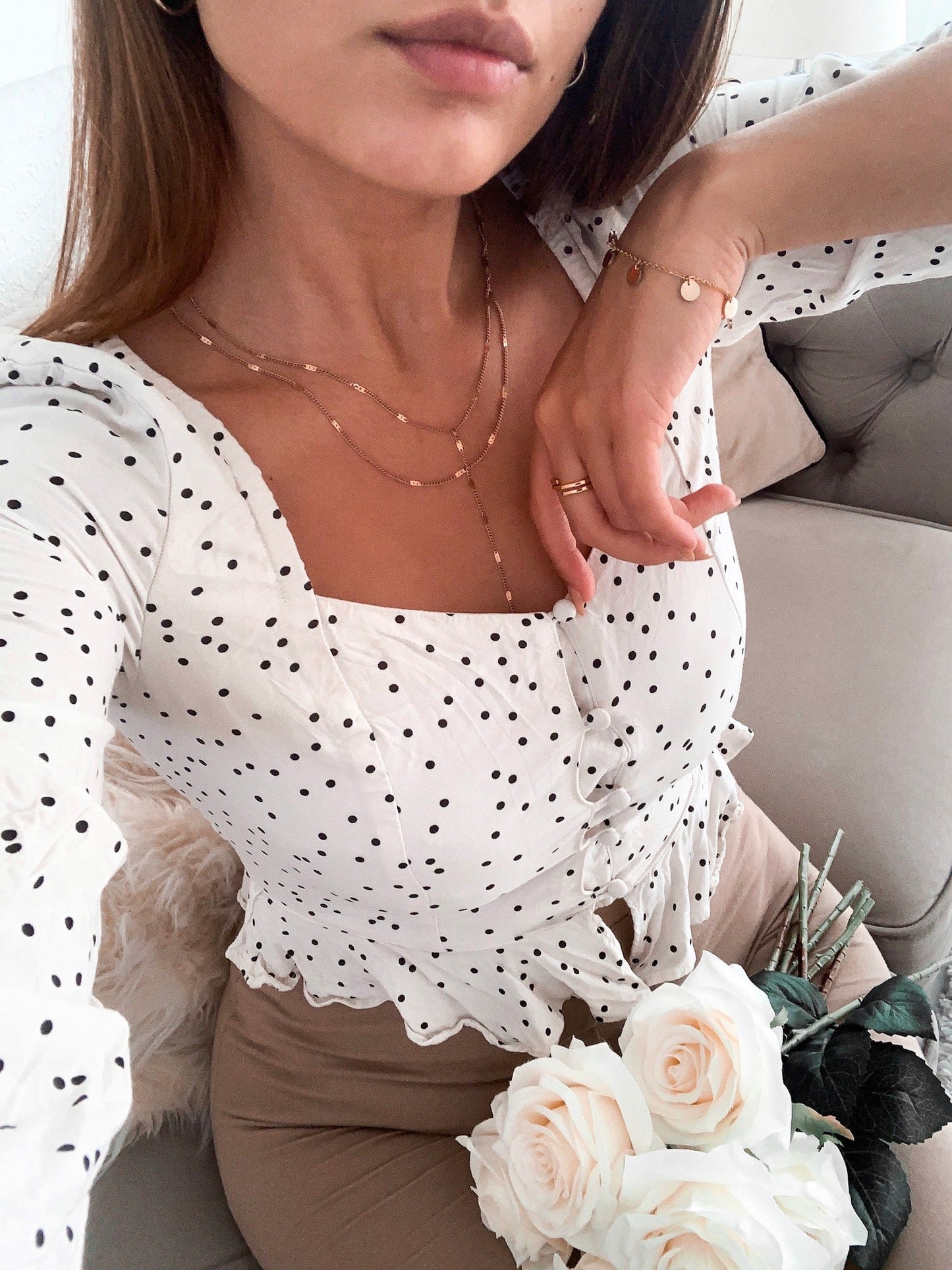 Y Layered Necklace Rose Gold