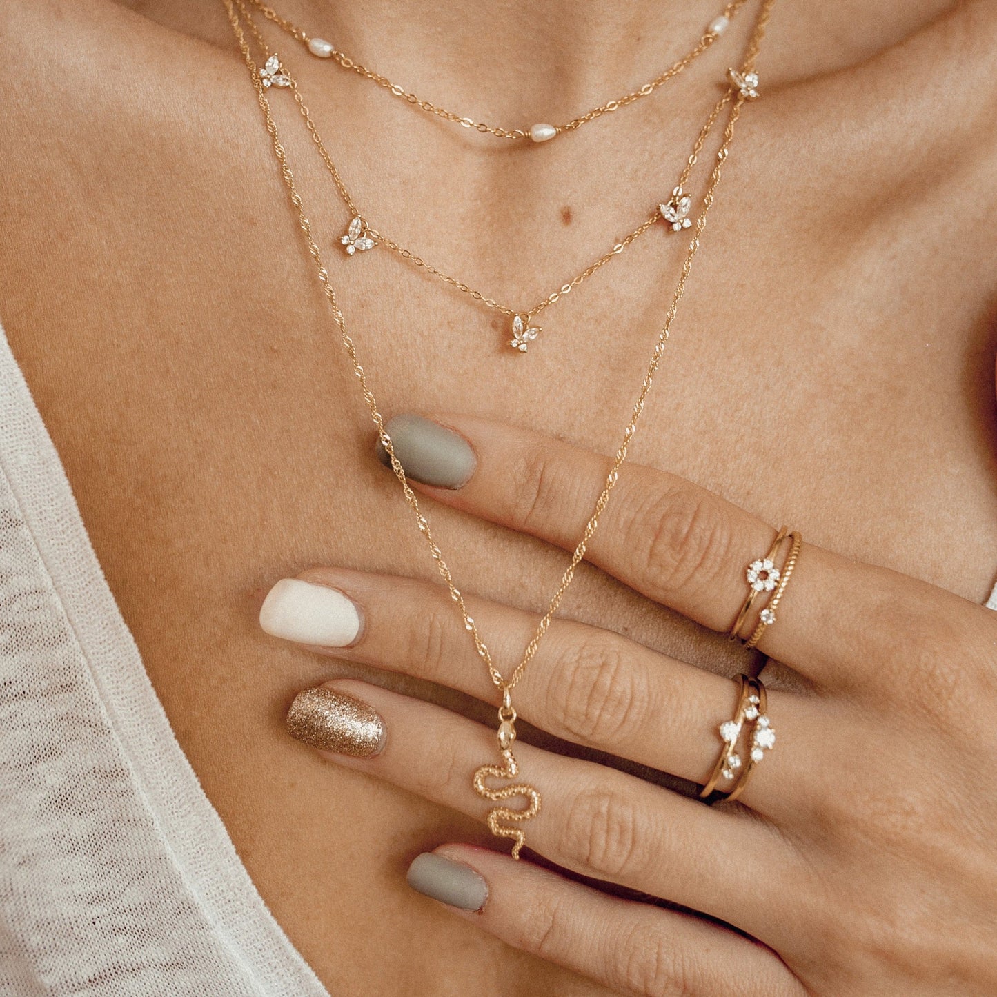 Snake Pendant Necklace Sterling Silver Gold