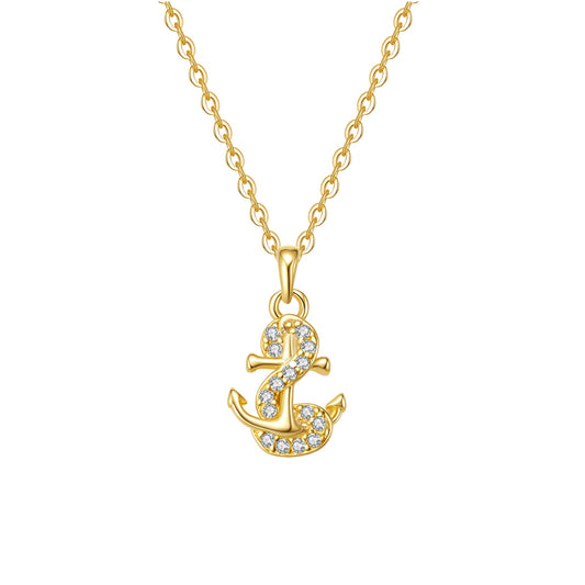 Anchor Sparkle Pendant Necklace Sterling Silver