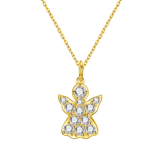Angel Protector Pendant Necklace 14K Gold