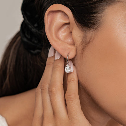 April Diamond Birthstone Hoop Earrings Sterling Silver