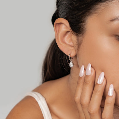 April Diamond Birthstone Hoop Earrings Sterling Silver