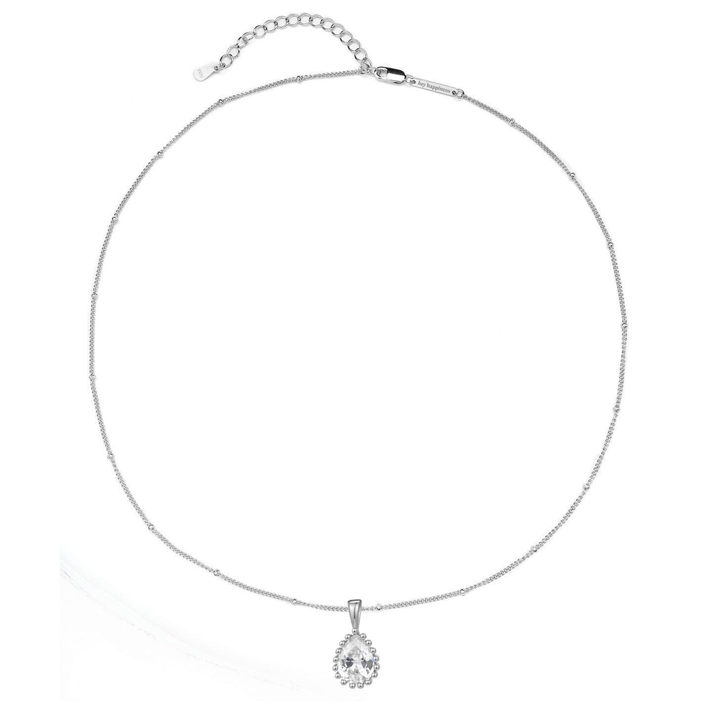 April Diamond Birthstone Necklace Sterling Silver