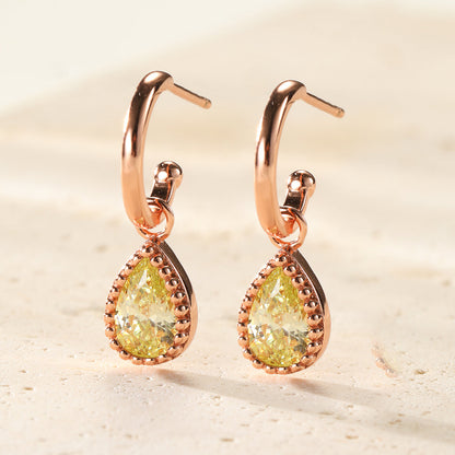 August Peridot Birthstone Hoop Earrings Sterling Silver