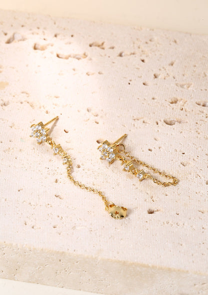 Bloom Chain Stud Earrings Sterling Silver