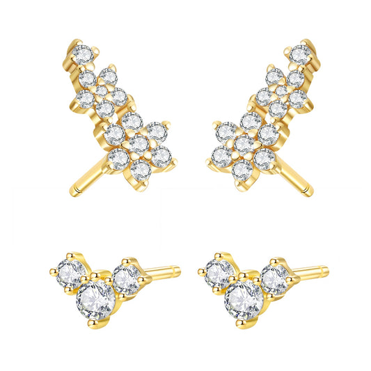 Blooming Flower Earring Set Sterling Silver