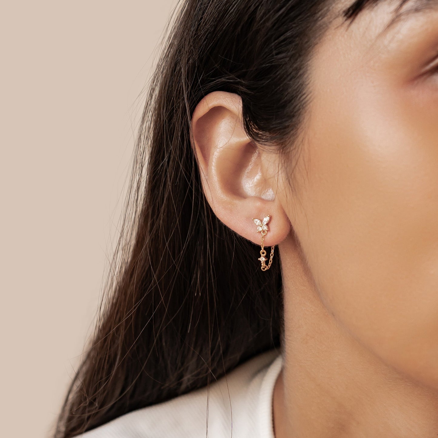 Butterfly Blossom Chain Earrings Sterling Silver