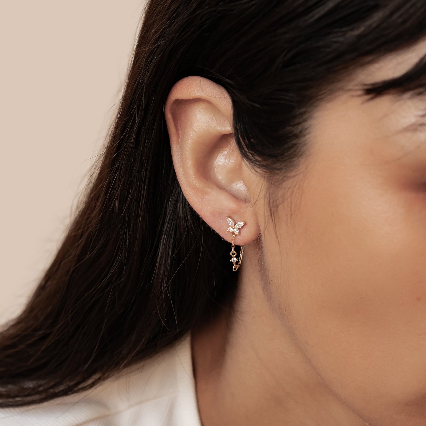 Butterfly Blossom Chain Earrings Sterling Silver