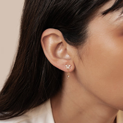 Butterfly Blossom Chain Earrings Sterling Silver