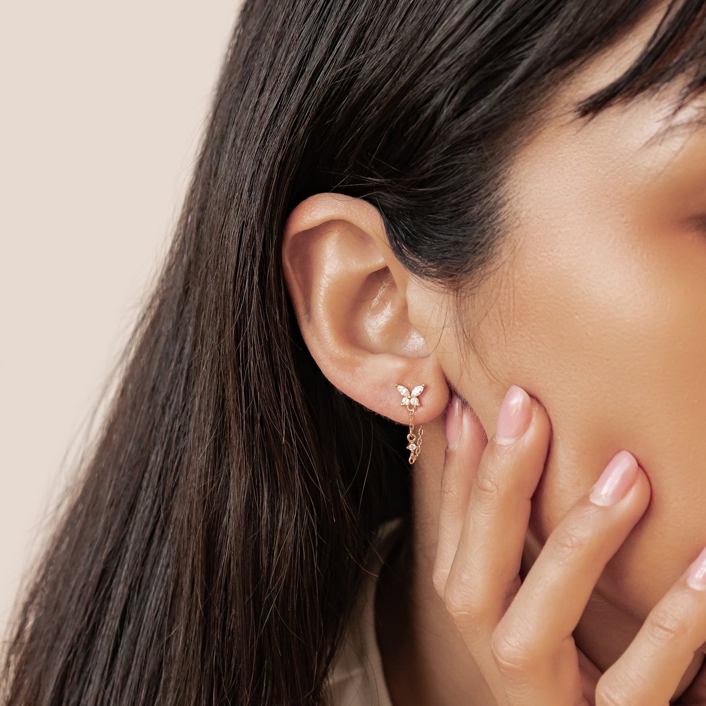 Butterfly Blossom Chain Earrings Sterling Silver