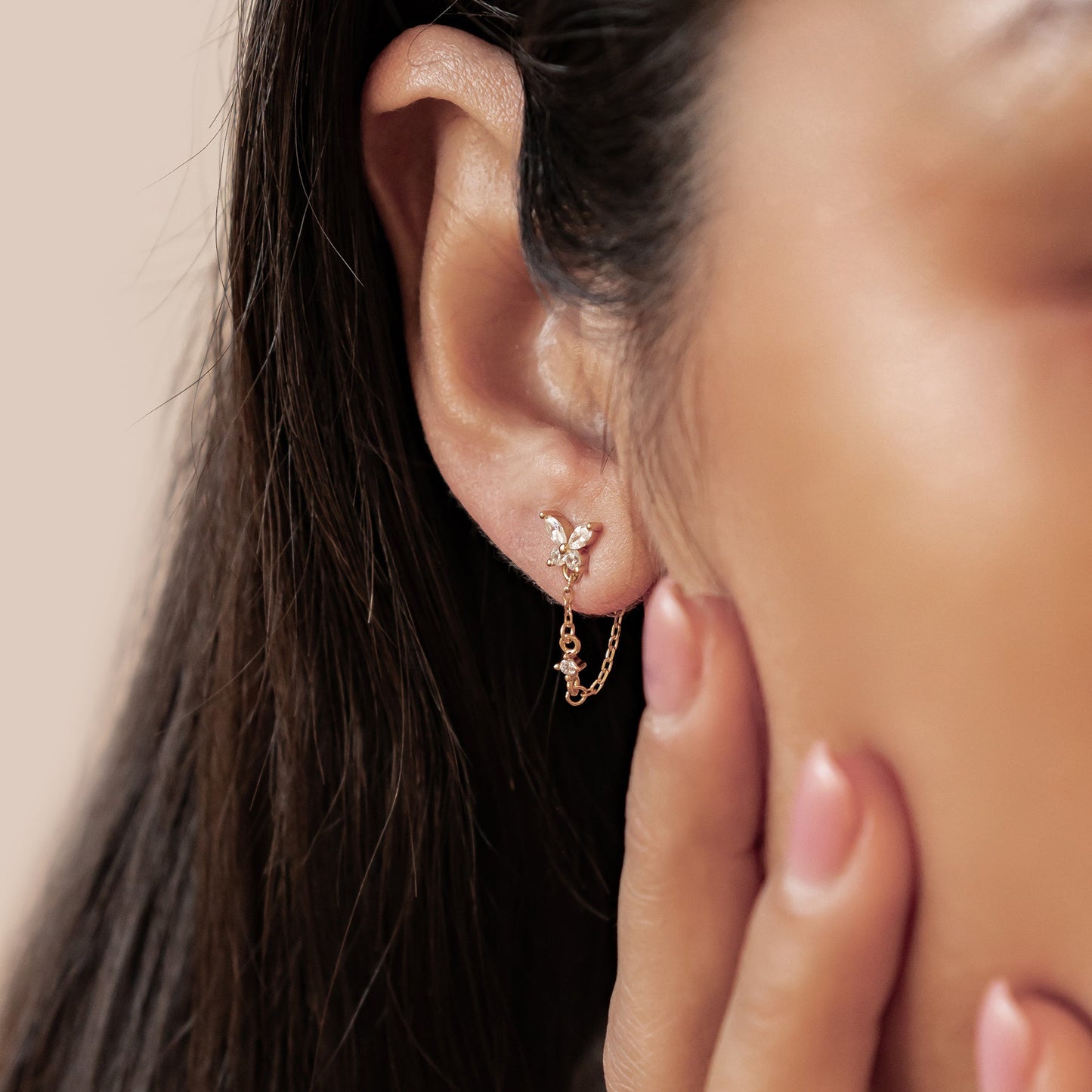 Butterfly Blossom Chain Earrings Sterling Silver