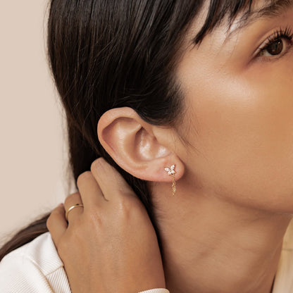 Butterfly Blossom Chain Earrings Sterling Silver