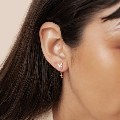 Butterfly Blossom Chain Earrings Sterling Silver