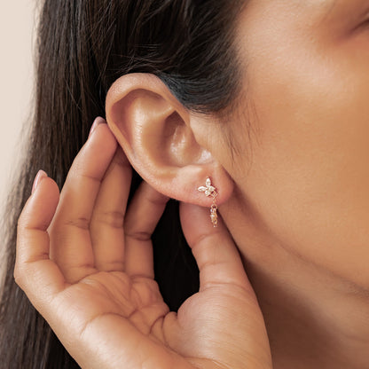 Butterfly Blossom Chain Earrings Sterling Silver