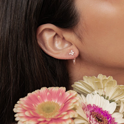 Butterfly Blossom Chain Earrings Sterling Silver