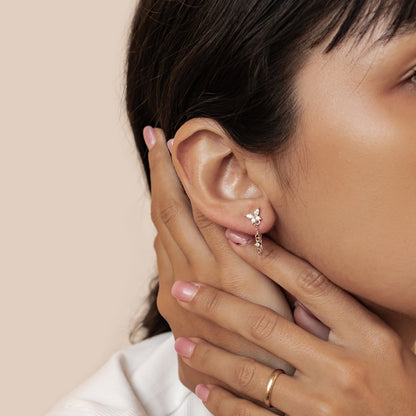 Butterfly Blossom Chain Earrings Sterling Silver