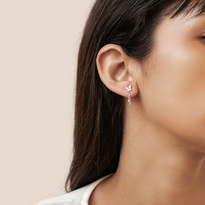 Butterfly Blossom Chain Earrings Sterling Silver