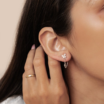 Butterfly Blossom Chain Earrings Sterling Silver