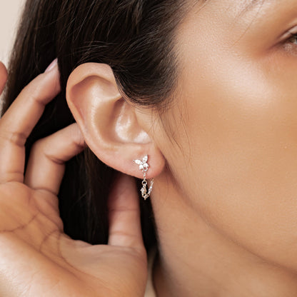 Butterfly Blossom Chain Earrings Sterling Silver