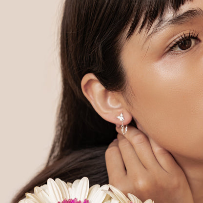 Butterfly Blossom Chain Earrings Sterling Silver