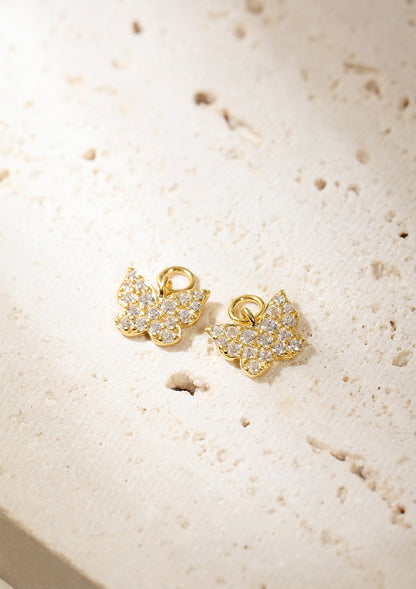 Butterfly Charm Hoop Earrings Sterling Silver Gold