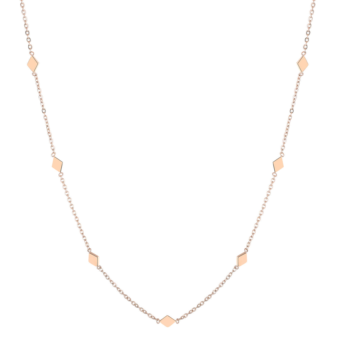 Rhombus Charm Delicate Necklace Rose Gold