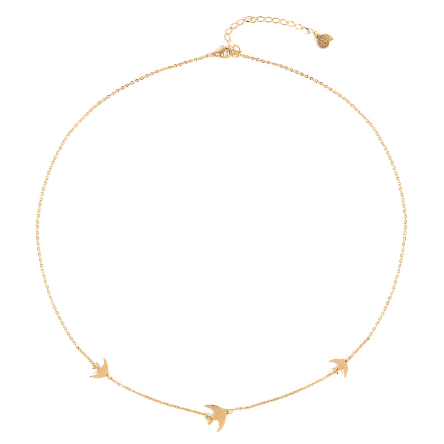 Flying Birds Necklace Gold