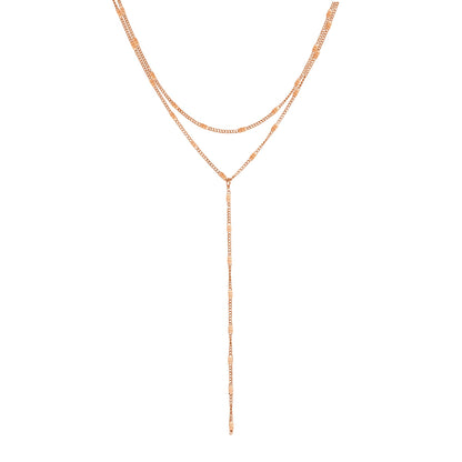 Layered Y Necklace Rose Gold